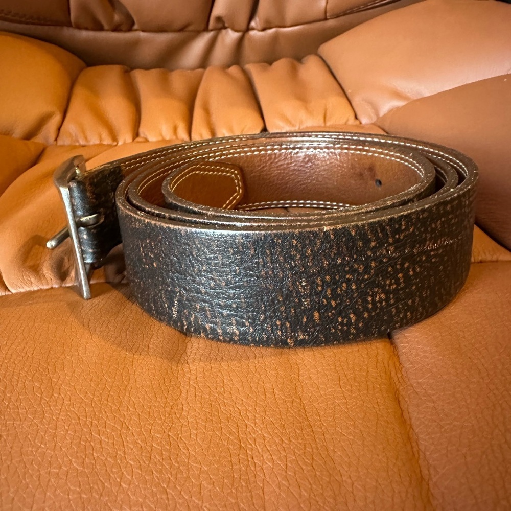 Vintage Classic Brown Distressed Leather Men's Belt - Size 38 - Picture 4 of 10